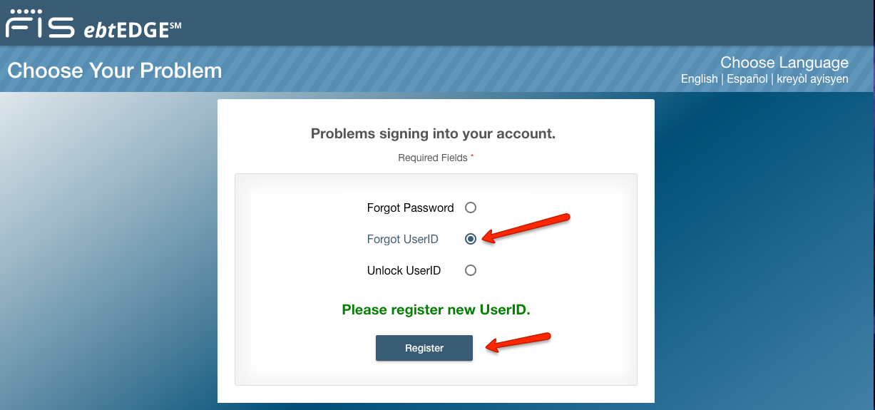 "Retrieve Username and Password for ebtEDGE account 1"