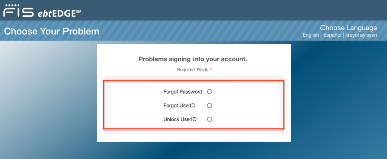 Retrieve Username and Password for ebtEDGE account 1 ...