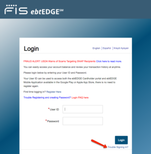 "Retrieve Username and Password for ebtEDGE account"