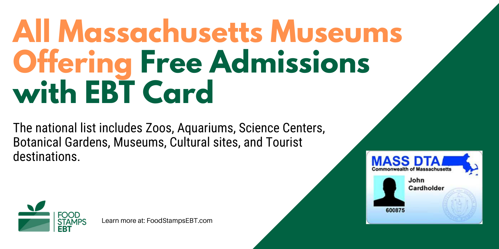 "Massachusetts Museums For Free with EBT Card"