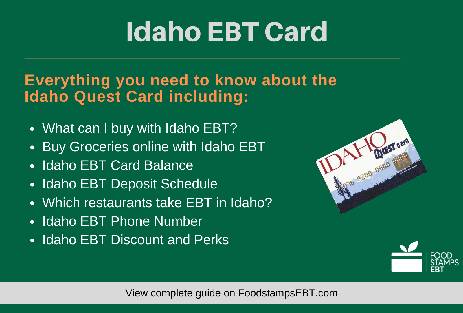 "Idaho EBT Card Questions and Answers"