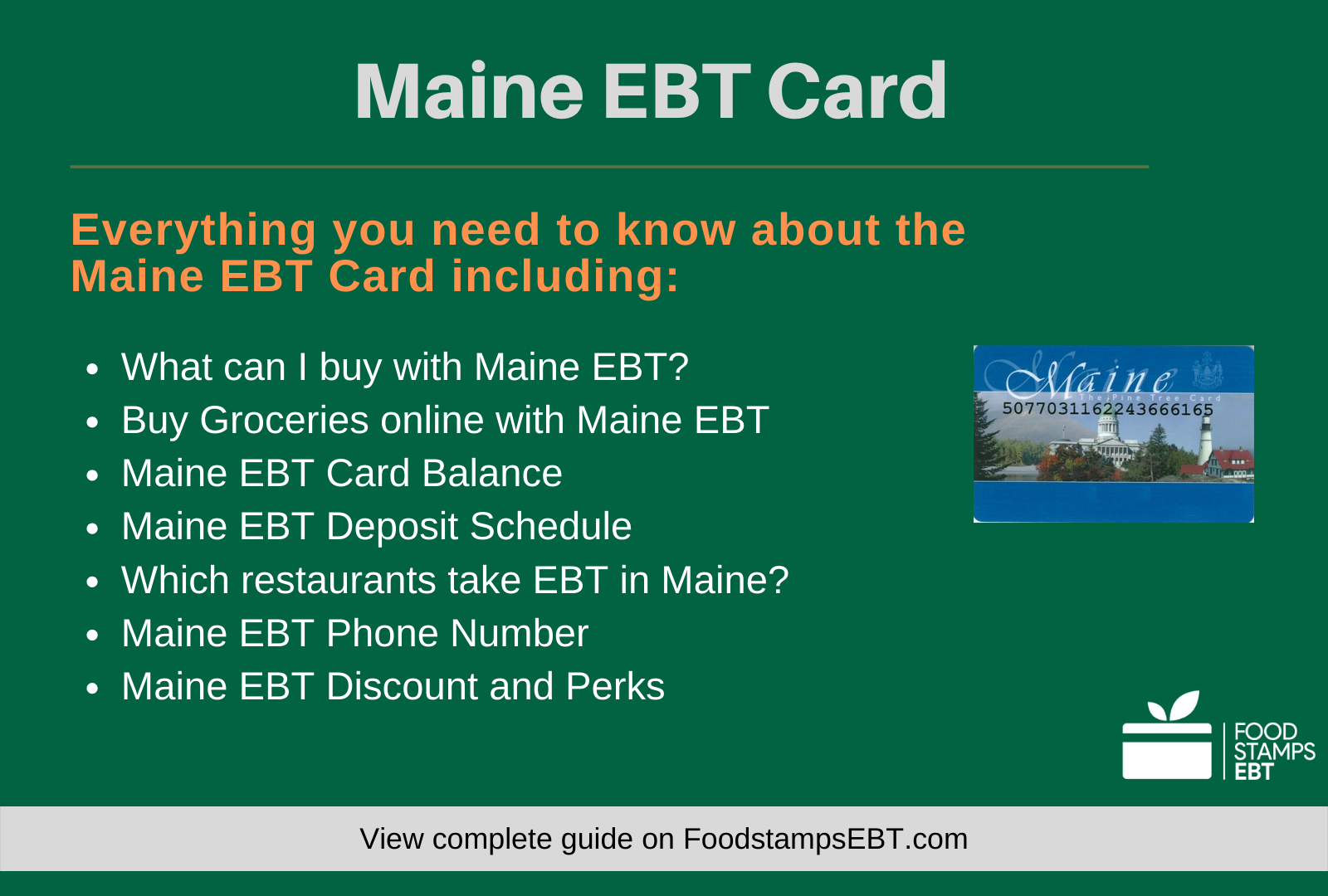 "Maine EBT Card Questions and Answers"